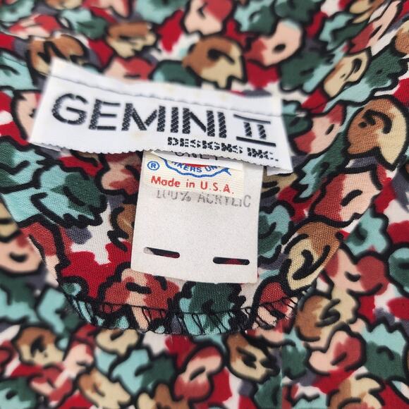 Vintage Floral Button Front Blouse Black Trim Size 20 Made in USA - Picture 5 of 12